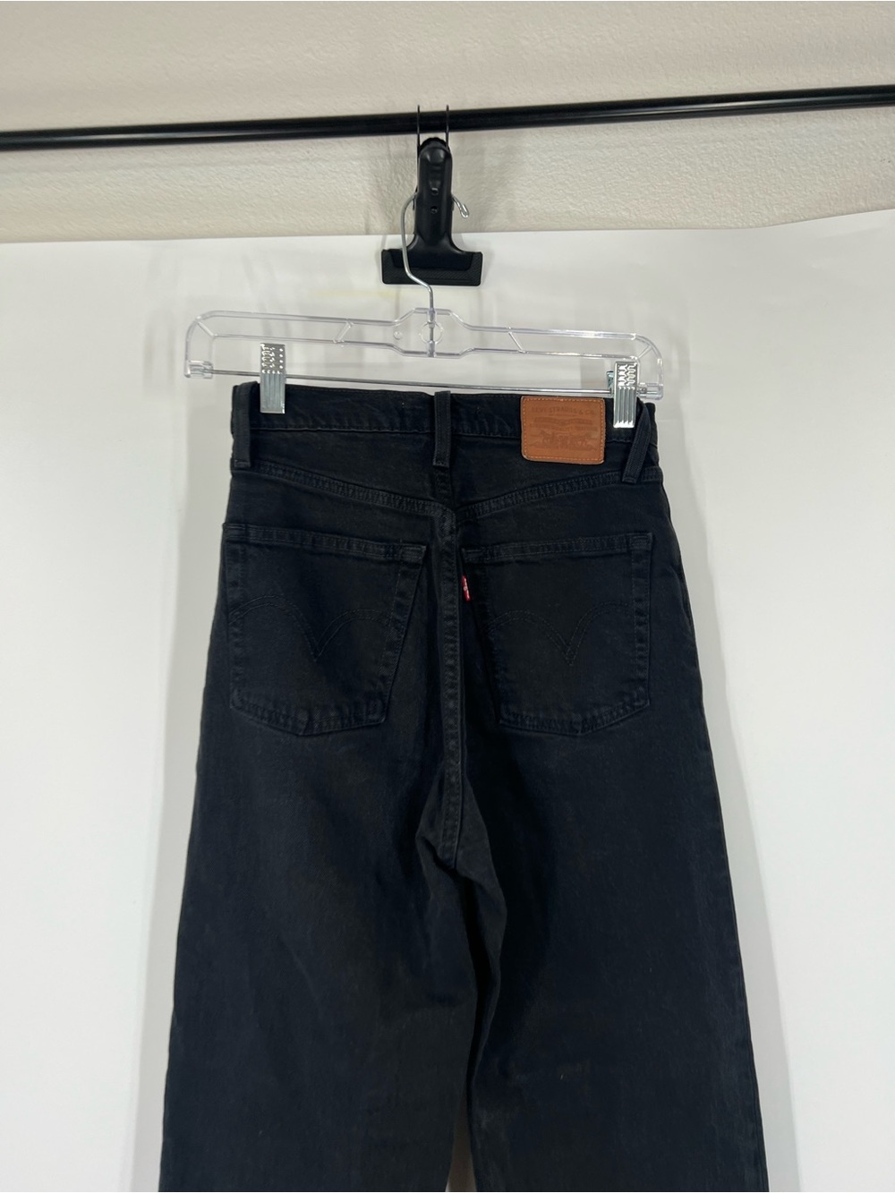 Levi’s Ribcage Straight Jeans Button Fly High Rise Black - Picture 6 of 8